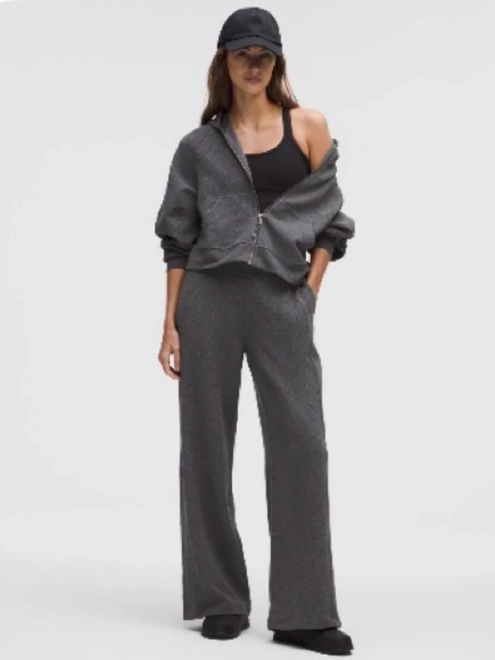 lululemon athletica Wide-Leg Waffle Knit Pants in Charcoal